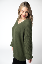 IN STOCK Talina Textured Sweater - Olive-Sweater-Dear Me Southern Boutique, located in DeRidder, Louisiana