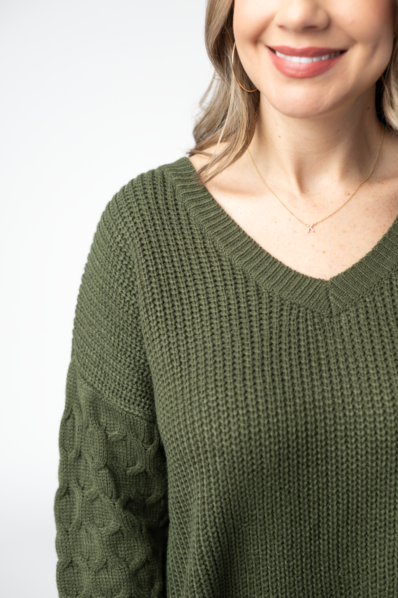 IN STOCK Talina Textured Sweater - Olive-Sweater-Dear Me Southern Boutique, located in DeRidder, Louisiana