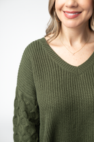 IN STOCK Talina Textured Sweater - Olive-Sweater-Dear Me Southern Boutique, located in DeRidder, Louisiana