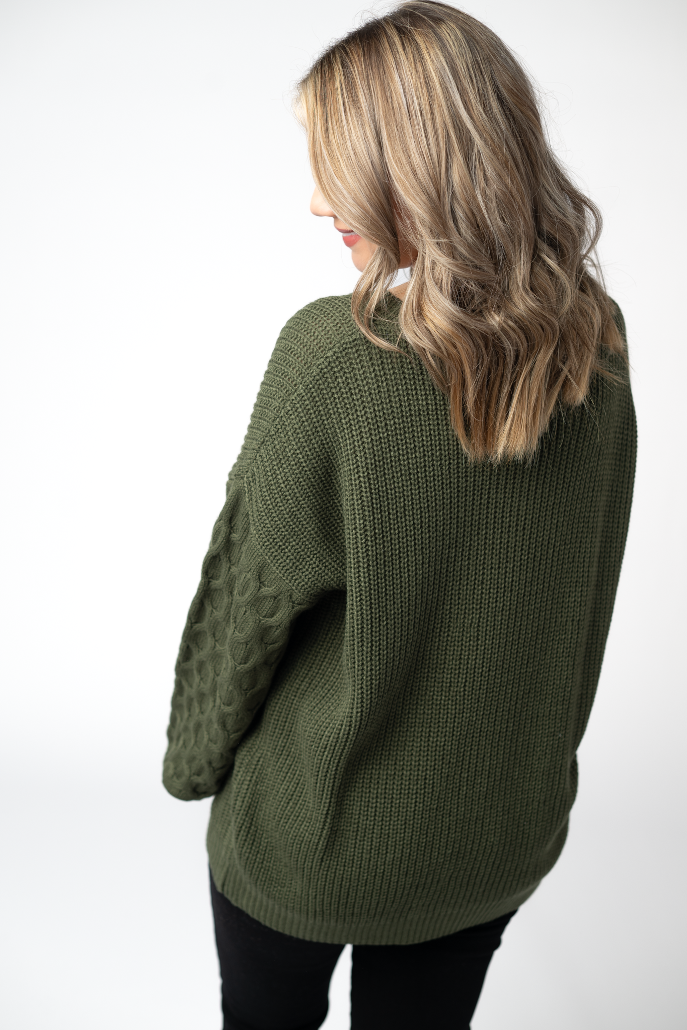 IN STOCK Talina Textured Sweater - Olive-Sweater-Dear Me Southern Boutique, located in DeRidder, Louisiana