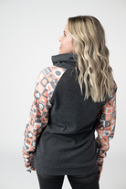 IN STOCK Zoey ZipCowl Sweatshirt -Trick-or-Treat Checkered and Charcoal-Pullover-Dear Me Southern Boutique, located in DeRidder, Louisiana