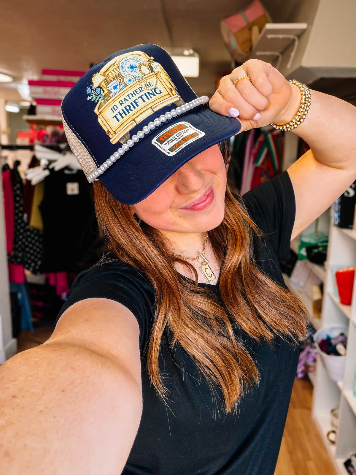 I'd Rather Be Thrifting Trucker Hat-Headwear/Hats-Dear Me Southern Boutique, located in DeRidder, Louisiana
