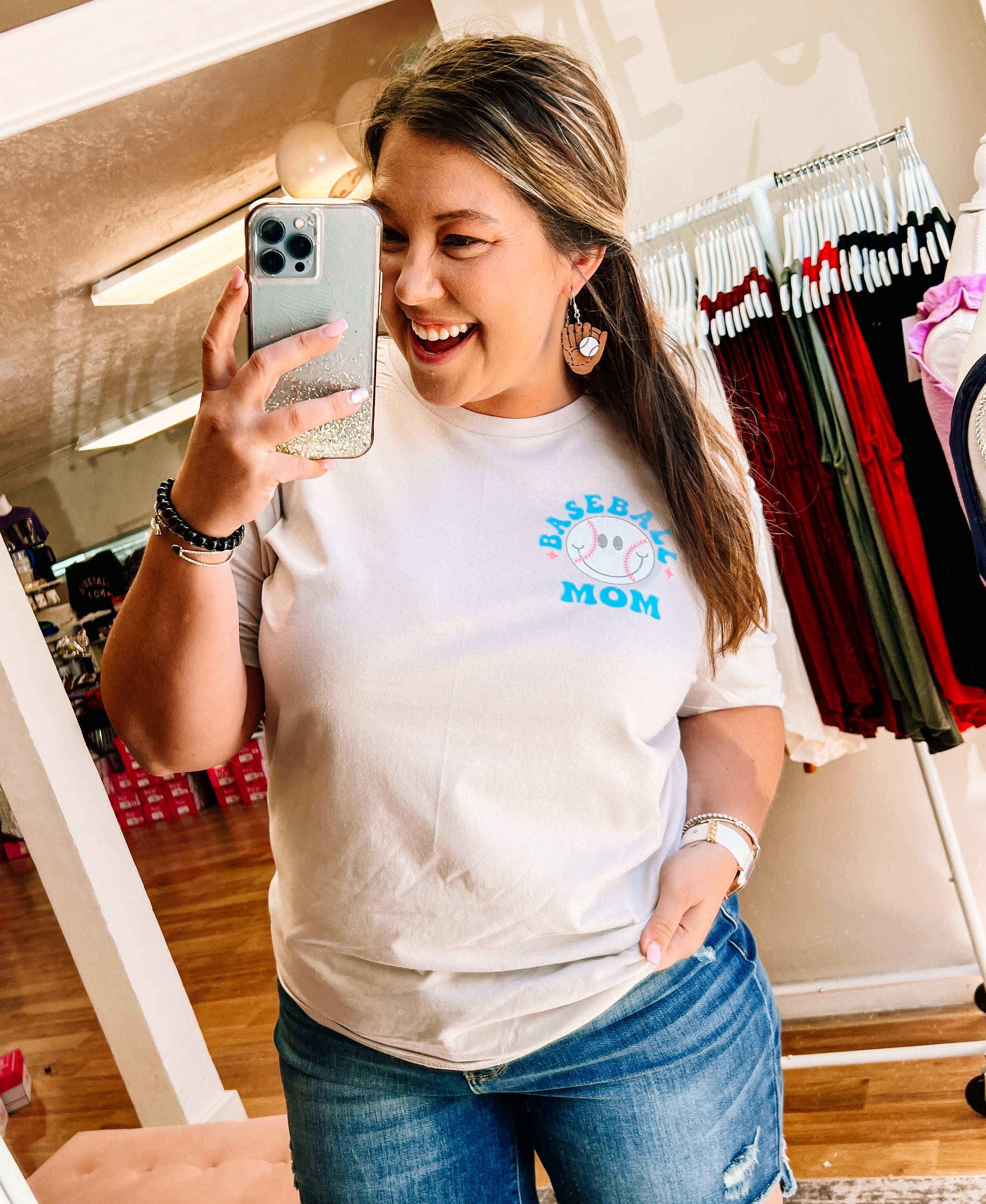 In My Baseball Mom Era Tee-Graphic Tops-Dear Me Southern Boutique, located in DeRidder, Louisiana