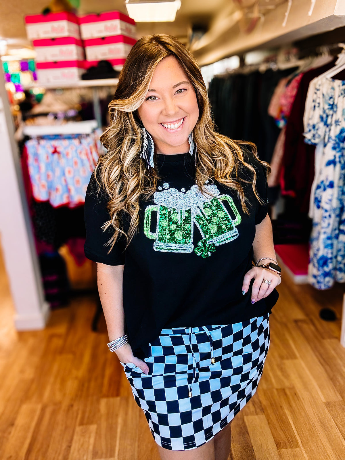 Irish Pub Cheers Oversized Top-Tees-Dear Me Southern Boutique, located in DeRidder, Louisiana