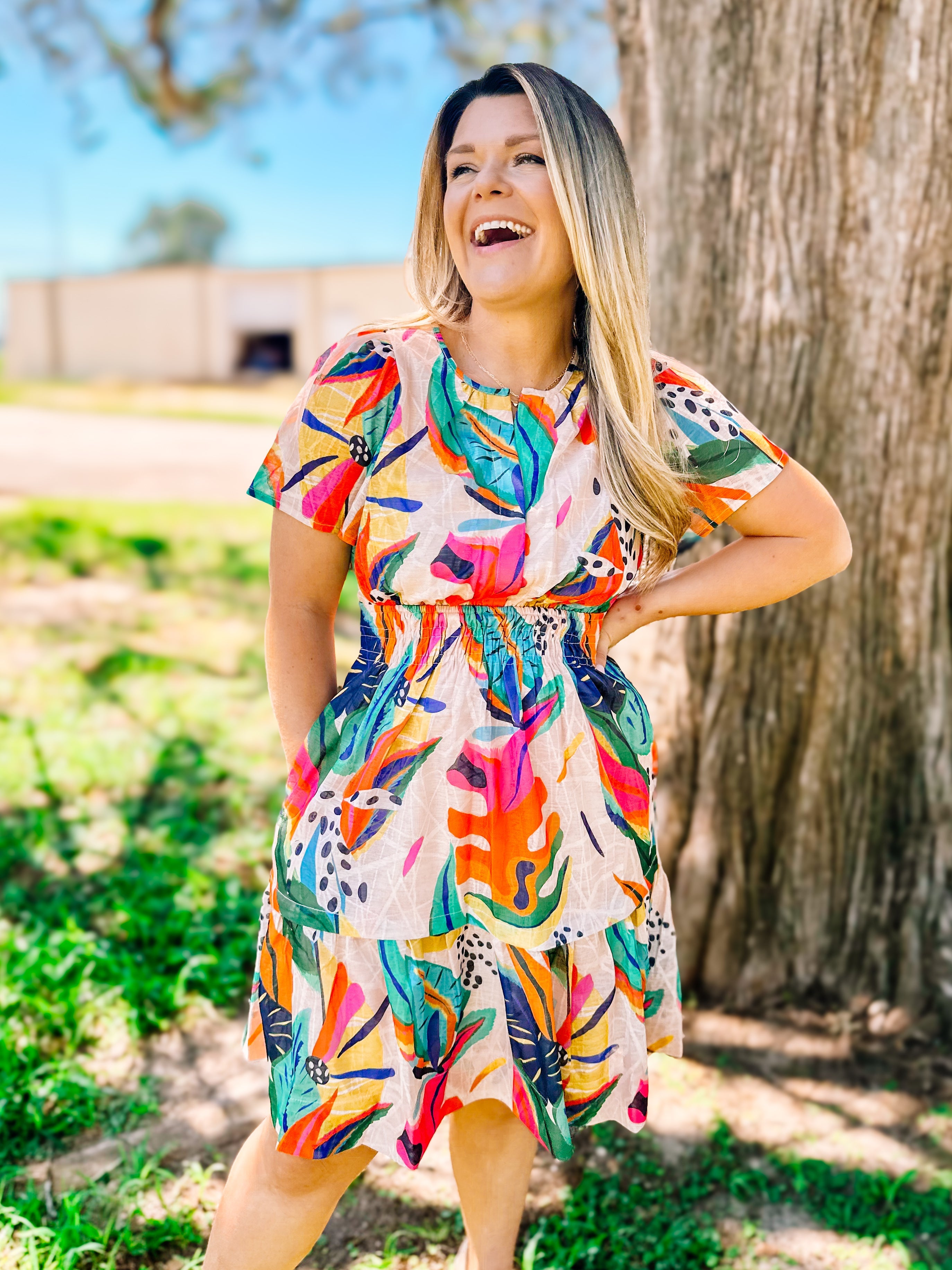 Island Adventures Floral Dress-Dresses-Dear Me Southern Boutique, located in DeRidder, Louisiana