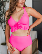 Island Essence Ribbed Swim Suit - Hot Pink-Sets-Dear Me Southern Boutique, located in DeRidder, Louisiana