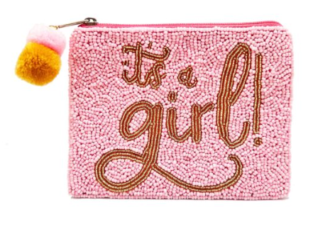 It's A Girl Beaded Large Coin Purse-Coin Purses-Dear Me Southern Boutique, located in DeRidder, Louisiana