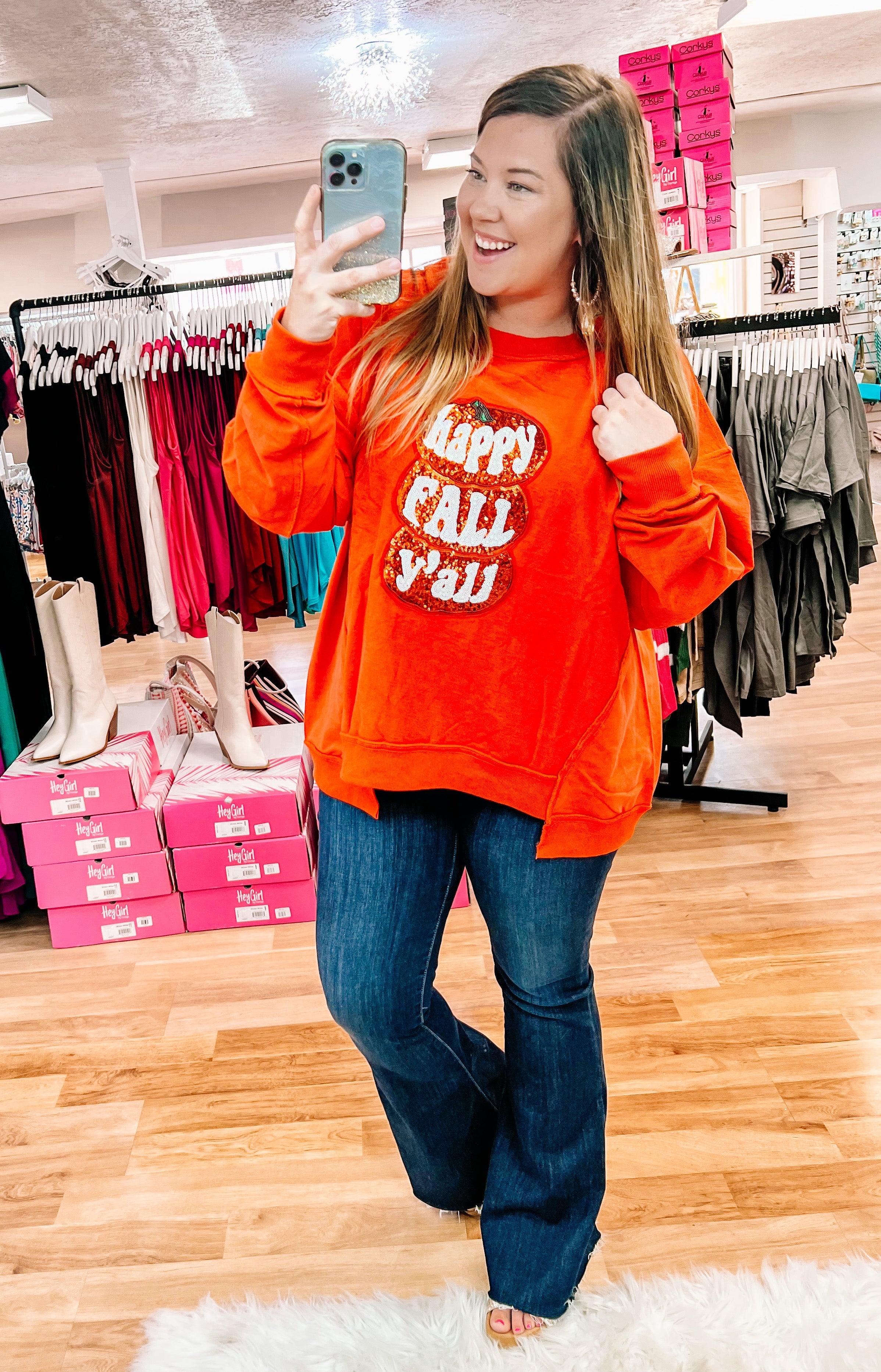 It's FALL Y'all oversized sweatshirt-Graphic Tops-Dear Me Southern Boutique, located in DeRidder, Louisiana