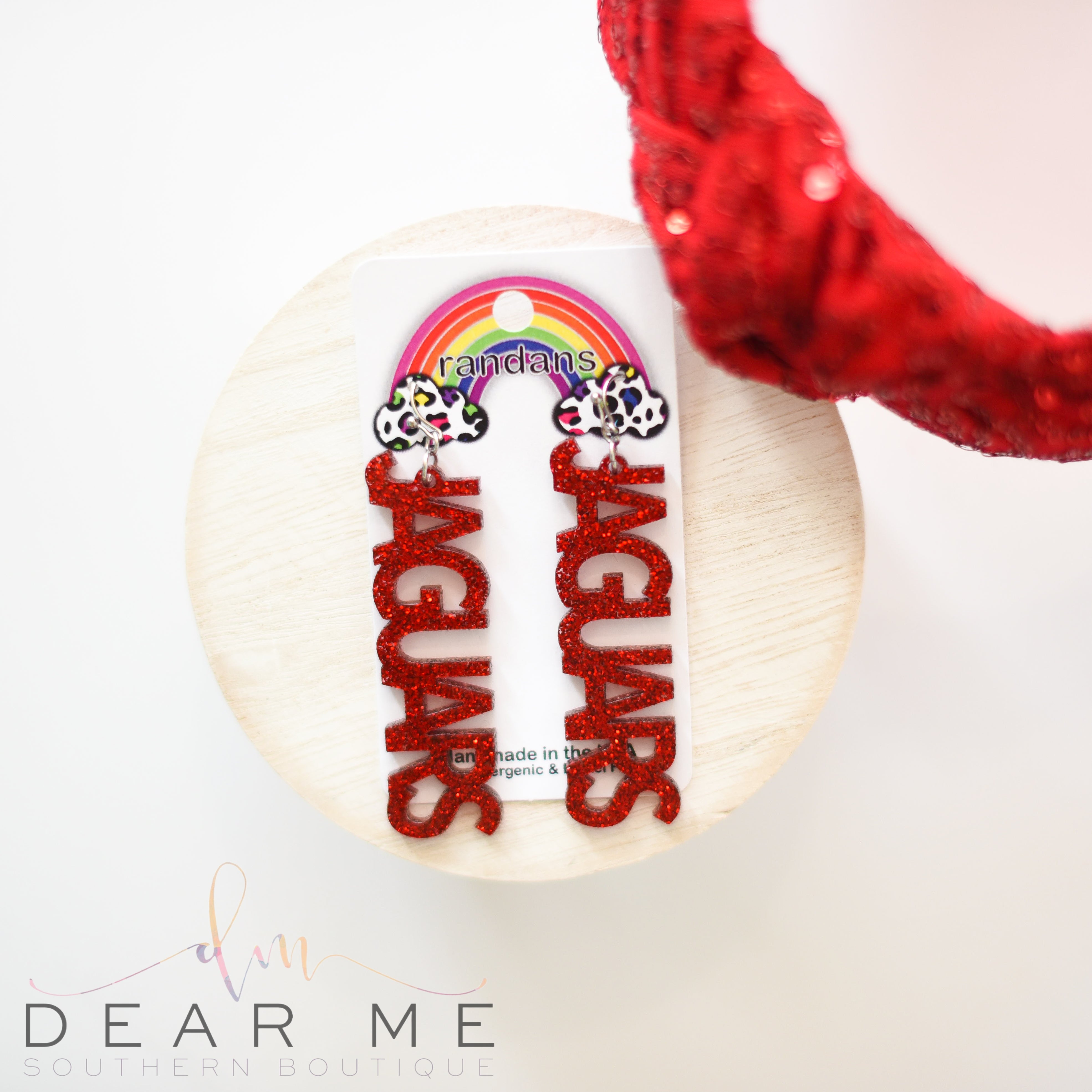 Jaguars Randans Dangles-JAG Earrings-Dear Me Southern Boutique, located in DeRidder, Louisiana