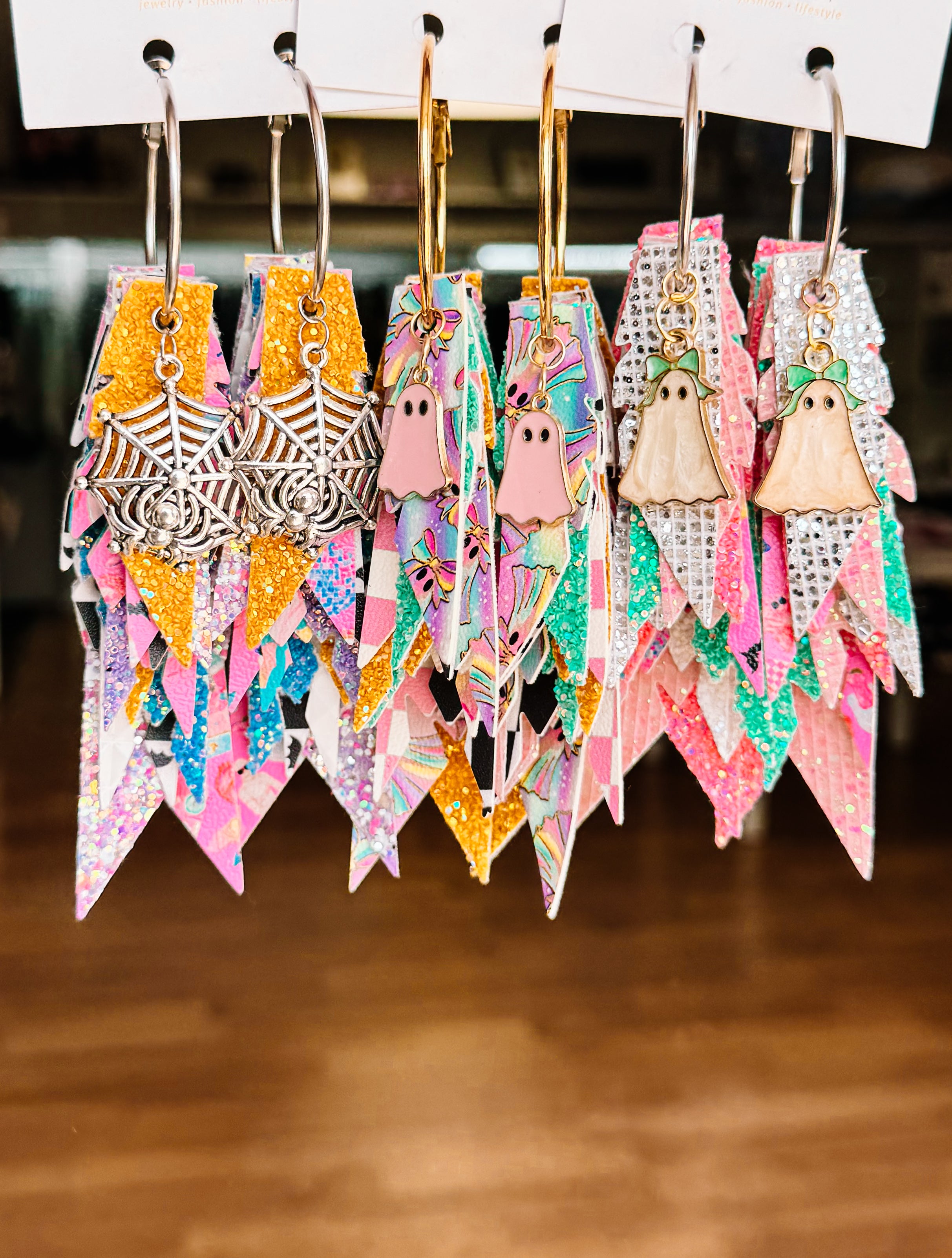 Jak Sprat BOO-jee Collection: Charmed Fabulous Feather Dangles-Jewelry - Earrings-Dear Me Southern Boutique, located in DeRidder, Louisiana