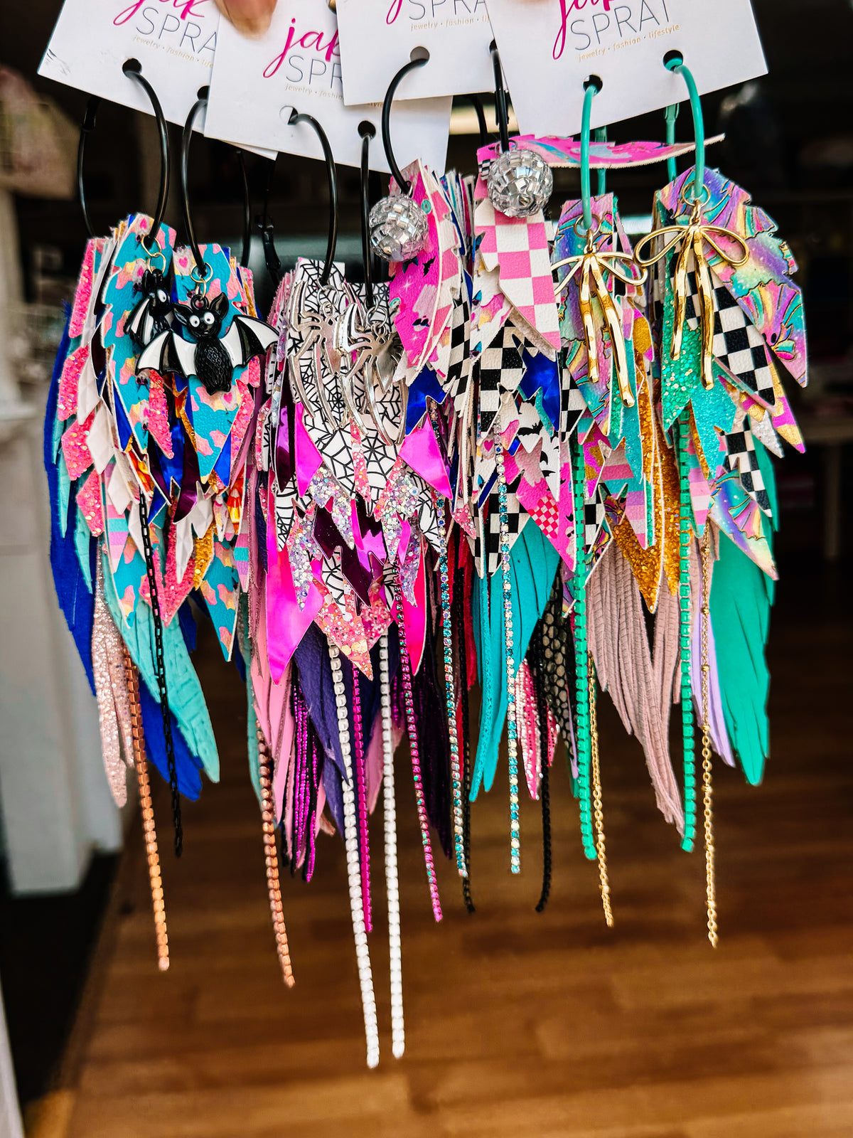Jak Sprat BOO-jee Collection: Mega Mic Drop Dangles-Jewelry - Earrings-Dear Me Southern Boutique, located in DeRidder, Louisiana