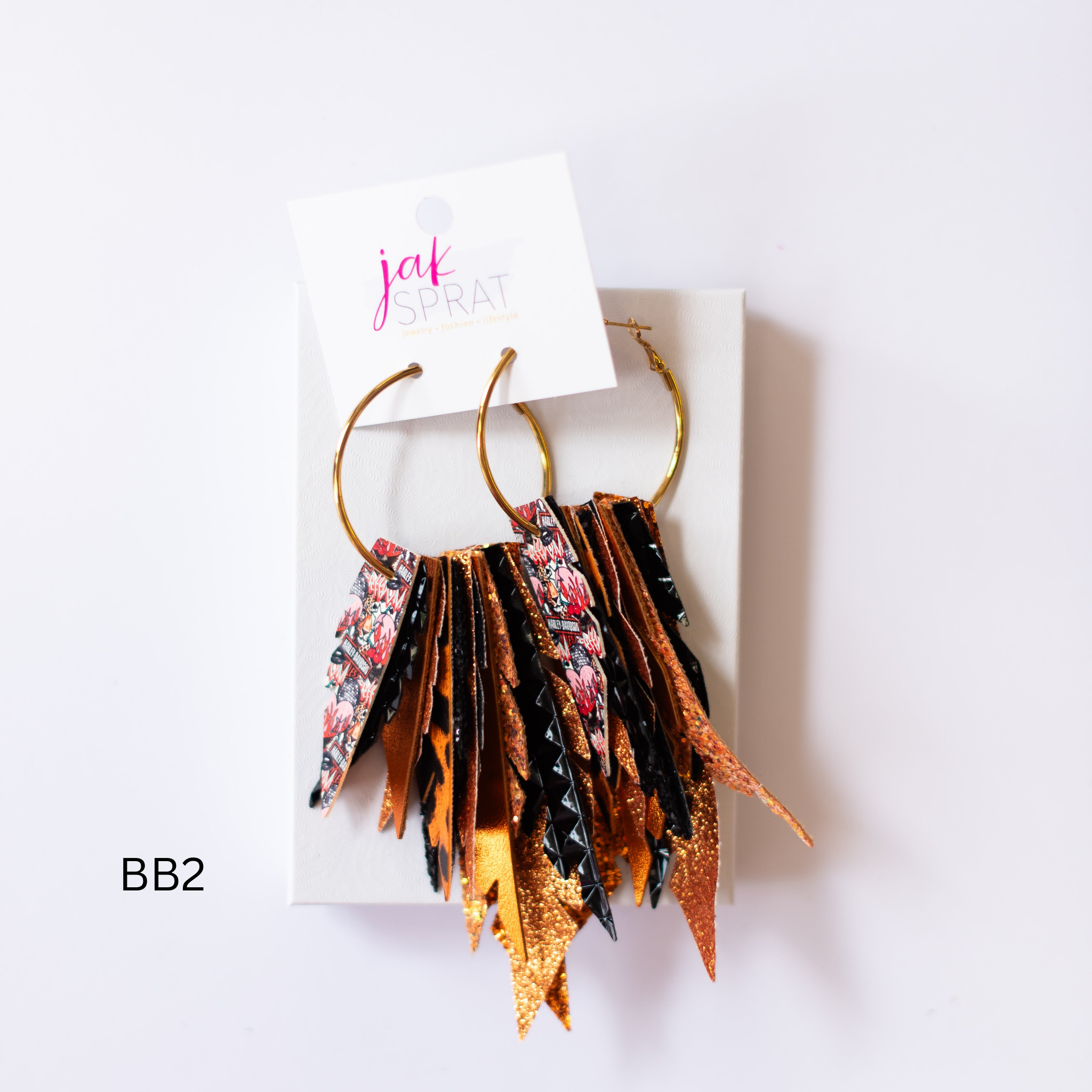 Jak Sprat Biker Babe Collection: Fabulous Feather Dangles-Earrings-Dear Me Southern Boutique, located in DeRidder, Louisiana