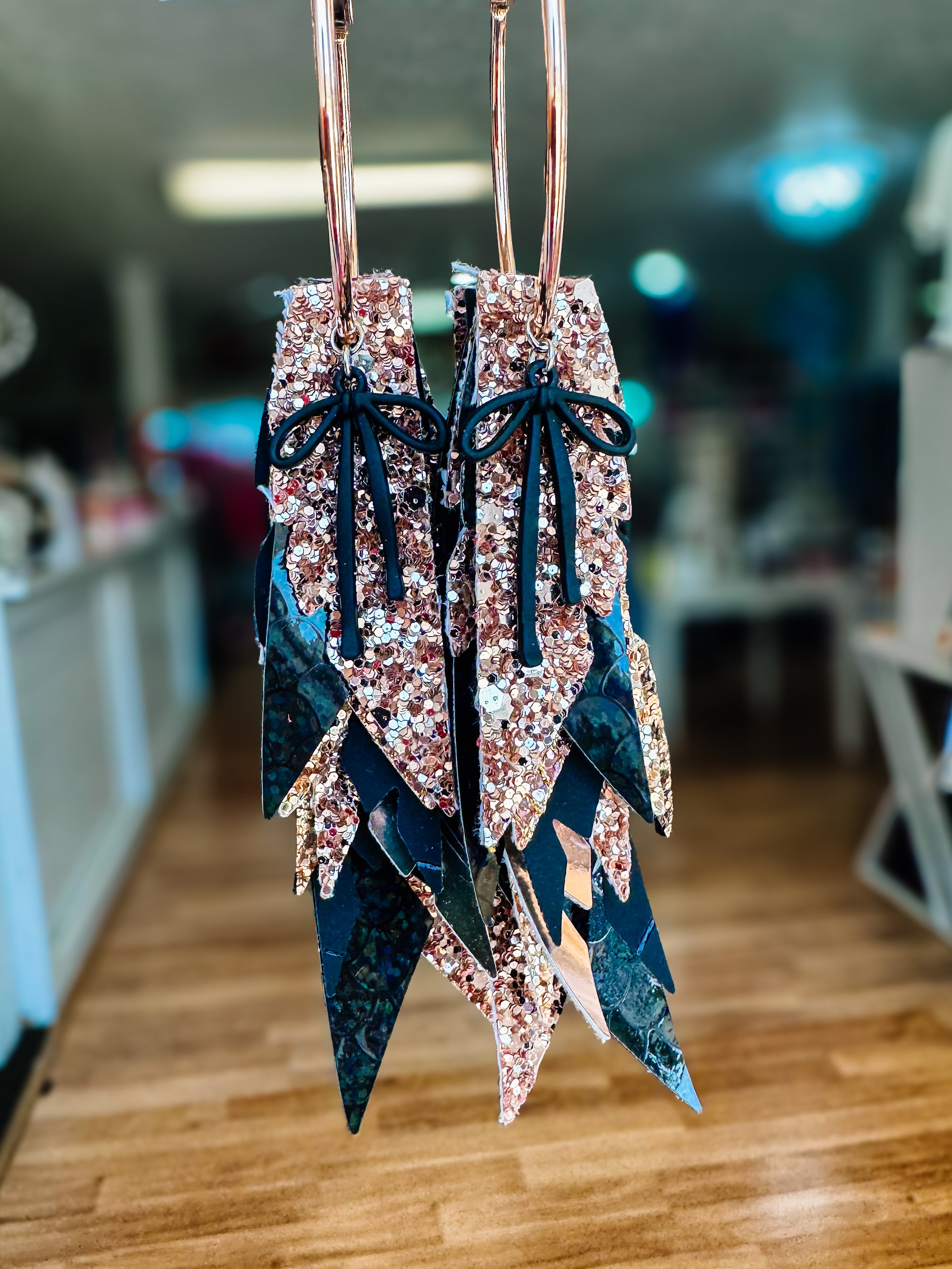 Jak Sprat Black & Bold Collection: Charmed Fabulous Feather Dangles-Earrings-Dear Me Southern Boutique, located in DeRidder, Louisiana