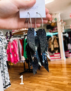 Jak Sprat Black & Bold Collection: Fabulous Feather Dangles-Earrings-Dear Me Southern Boutique, located in DeRidder, Louisiana