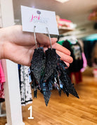 Jak Sprat Black & Bold Collection: Fabulous Feather Dangles-Jewelry - Earrings-Dear Me Southern Boutique, located in DeRidder, Louisiana