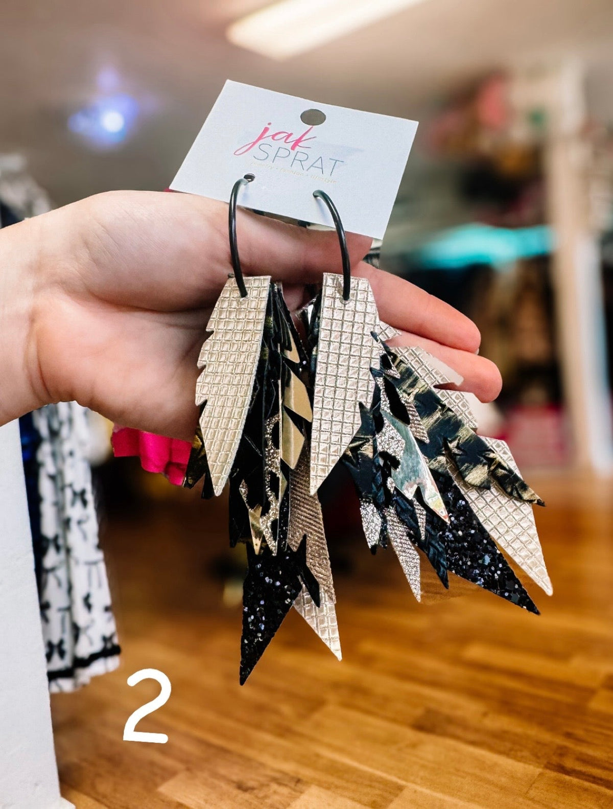 Jak Sprat Black & Bold Collection: Fabulous Feather Dangles-Jewelry - Earrings-Dear Me Southern Boutique, located in DeRidder, Louisiana