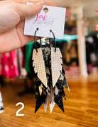 Jak Sprat Black & Bold Collection: Fabulous Feather Dangles-Jewelry - Earrings-Dear Me Southern Boutique, located in DeRidder, Louisiana