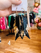 Jak Sprat Black & Bold Collection: Fabulous Feather Dangles-Jewelry - Earrings-Dear Me Southern Boutique, located in DeRidder, Louisiana