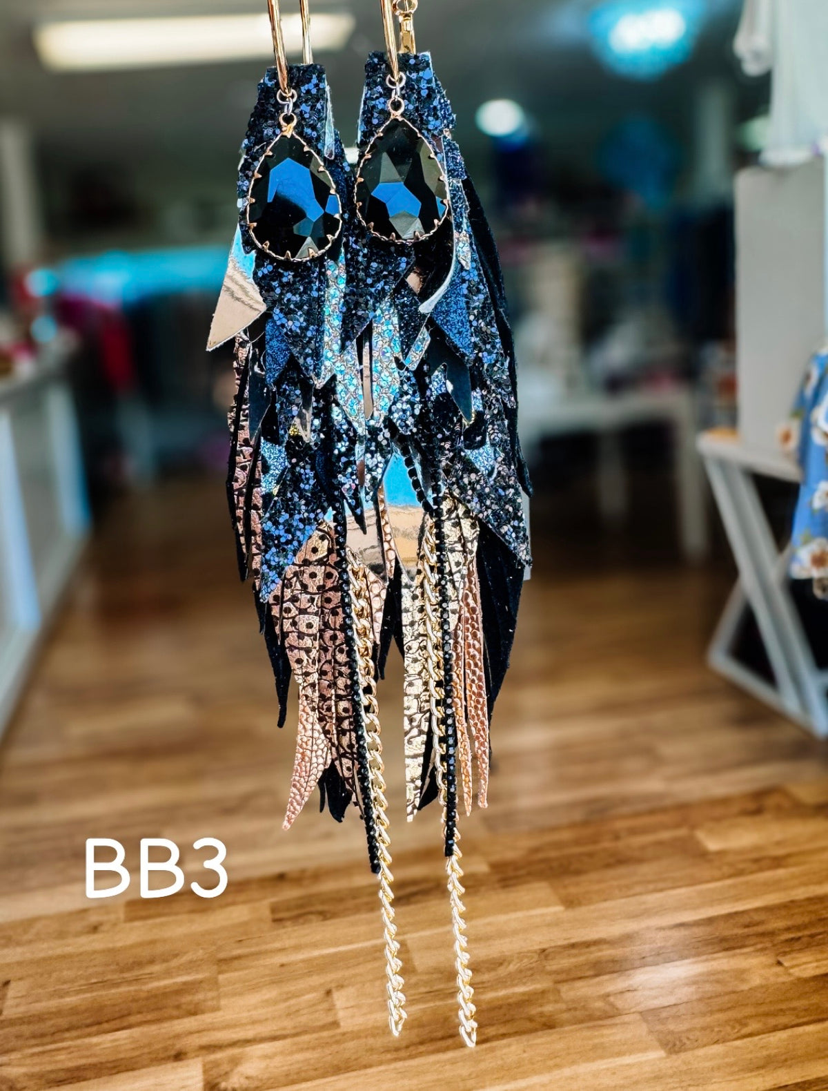 Jak Sprat Black & Bold Collection: Mega Mic Drop Dangles-Jewelry - Earrings-Dear Me Southern Boutique, located in DeRidder, Louisiana