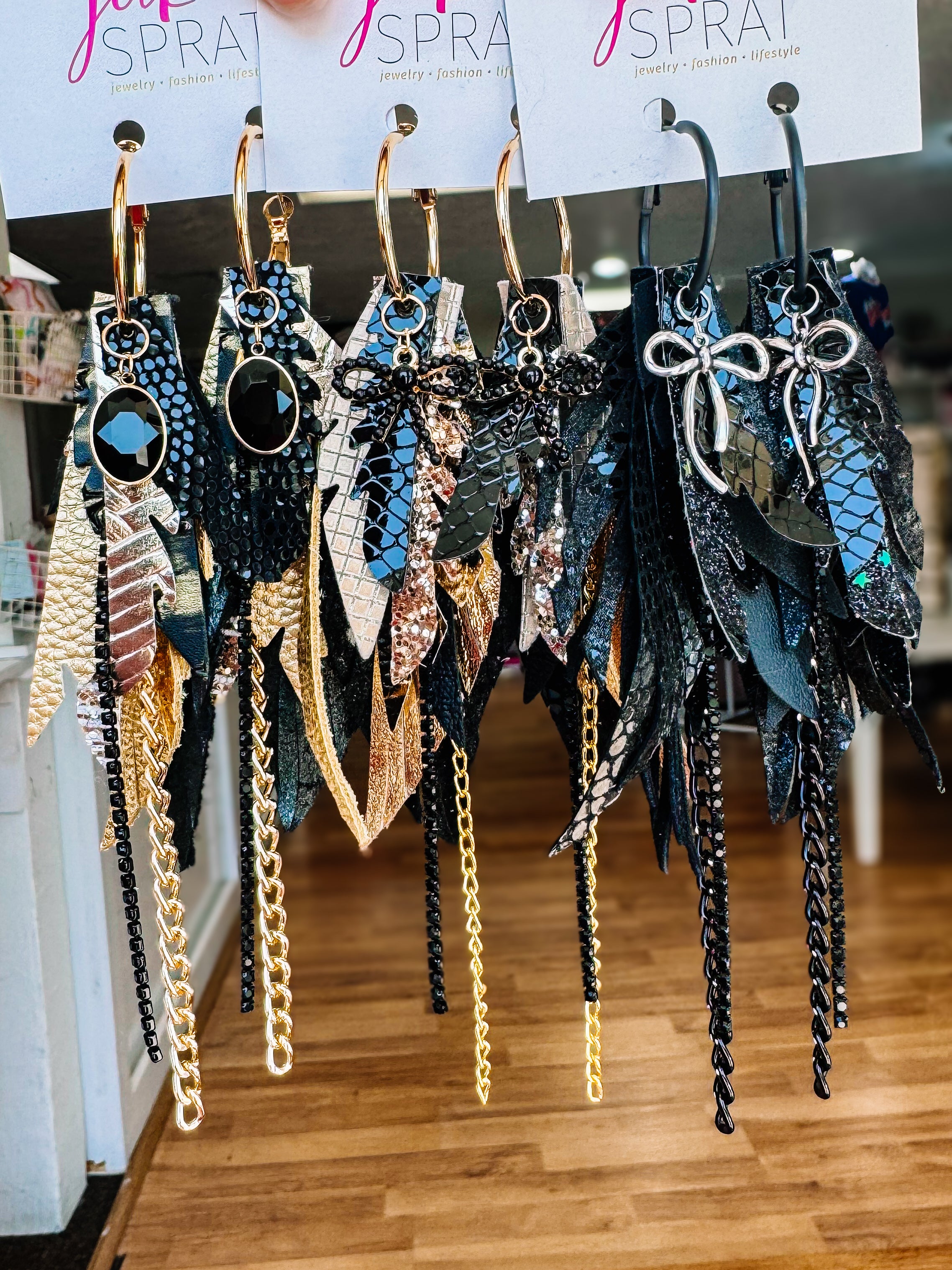 Jak Sprat Black & Bold Collection: Mini Mic Drop Dangles-Earrings-Dear Me Southern Boutique, located in DeRidder, Louisiana