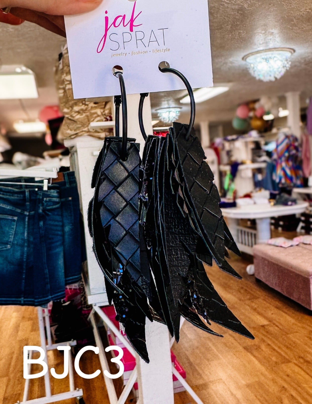 Jak Sprat Black Jak Collection: Fabulous Feather Dangles-Jewelry - Earrings-Dear Me Southern Boutique, located in DeRidder, Louisiana