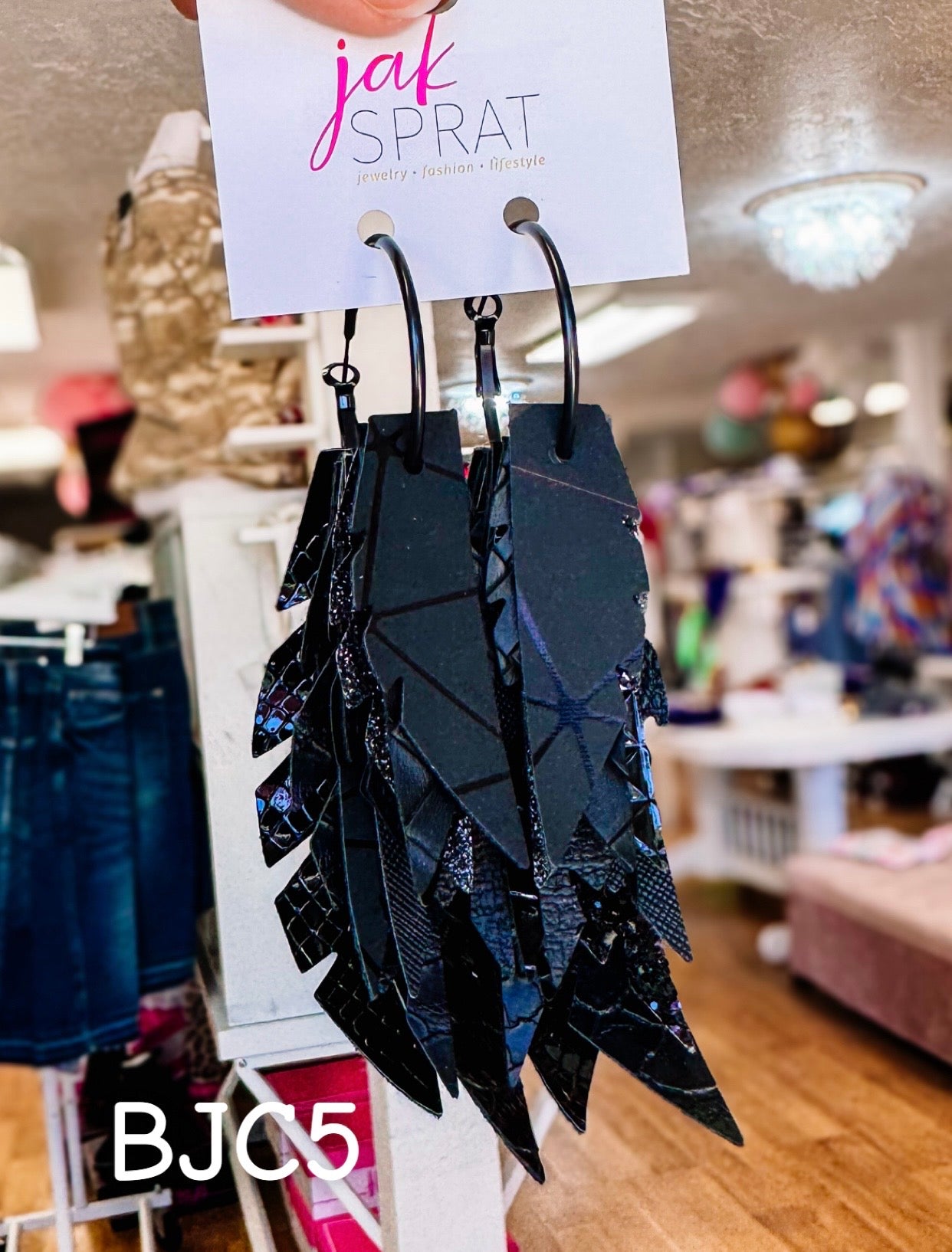 Jak Sprat Black Jak Collection: Fabulous Feather Dangles-Jewelry - Earrings-Dear Me Southern Boutique, located in DeRidder, Louisiana