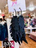 Jak Sprat Black Jak Collection: Fabulous Feather Dangles-Jewelry - Earrings-Dear Me Southern Boutique, located in DeRidder, Louisiana