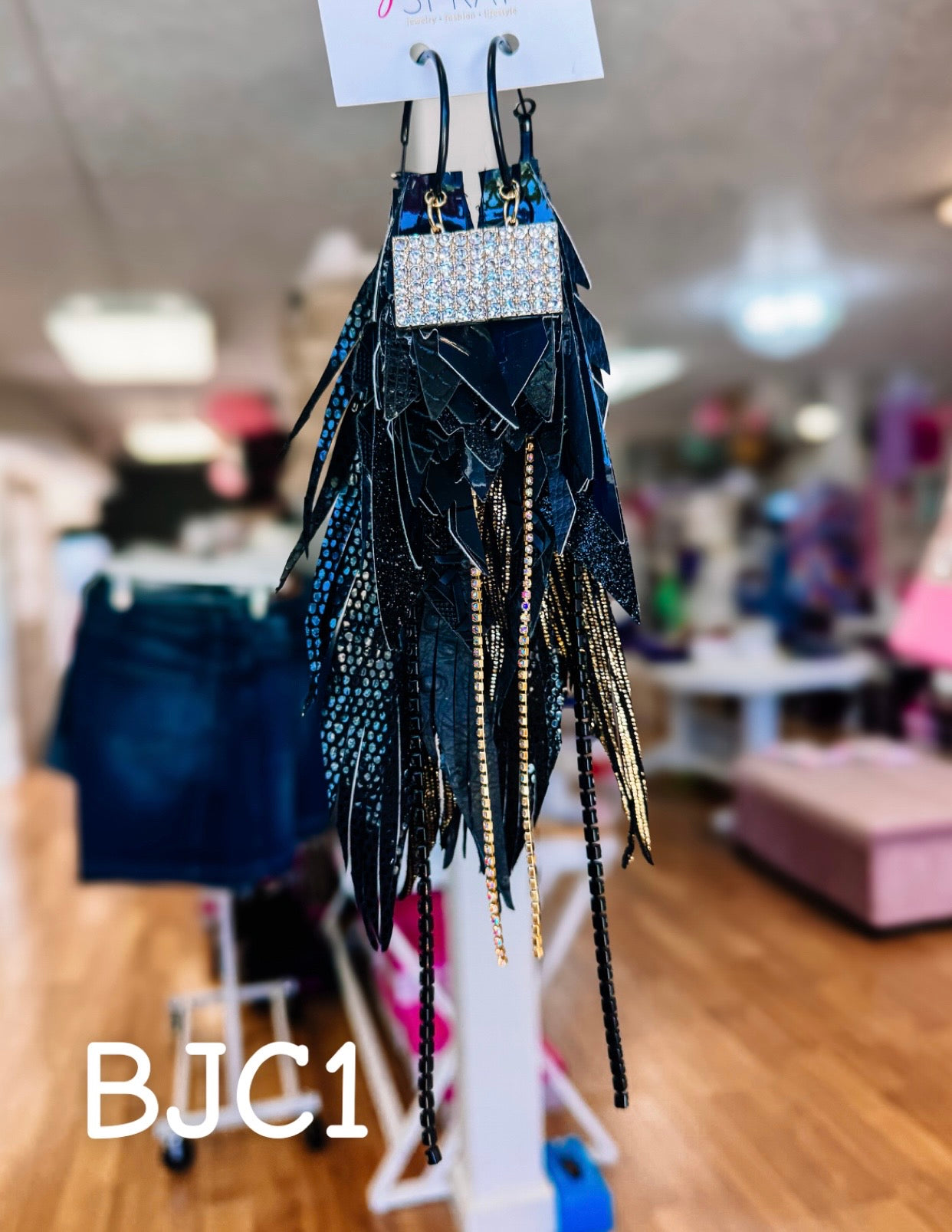Jak Sprat Black Jak Collection: Mega Mic Drop-Earrings-Dear Me Southern Boutique, located in DeRidder, Louisiana