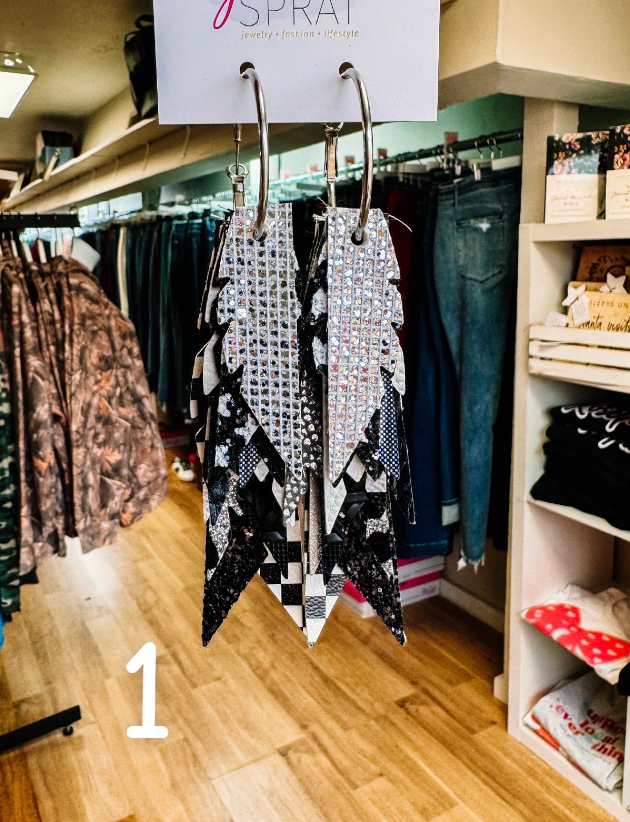 Jak Sprat Black, White, & Checkered Collection: Fabulous Feather Dangles-Earrings-Dear Me Southern Boutique, located in DeRidder, Louisiana