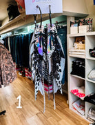 Jak Sprat Black, White & Checkered Collection: Medium Mic Drop Dangles-Earrings-Dear Me Southern Boutique, located in DeRidder, Louisiana