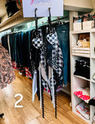 Jak Sprat Black, White & Checkered Collection: Medium Mic Drop Dangles-Earrings-Dear Me Southern Boutique, located in DeRidder, Louisiana