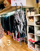 Jak Sprat Black, White & Checkered Collection: Medium Mic Drop Dangles-Earrings-Dear Me Southern Boutique, located in DeRidder, Louisiana