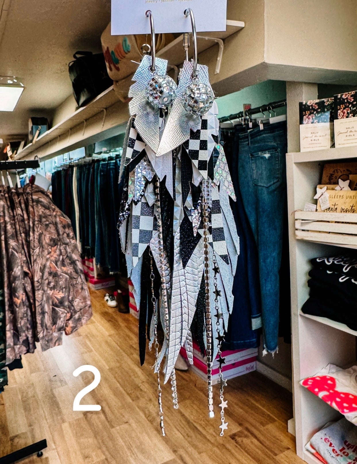 Jak Sprat Black, White & Checkered Collection: Mega Mic Drop-Earrings-Dear Me Southern Boutique, located in DeRidder, Louisiana