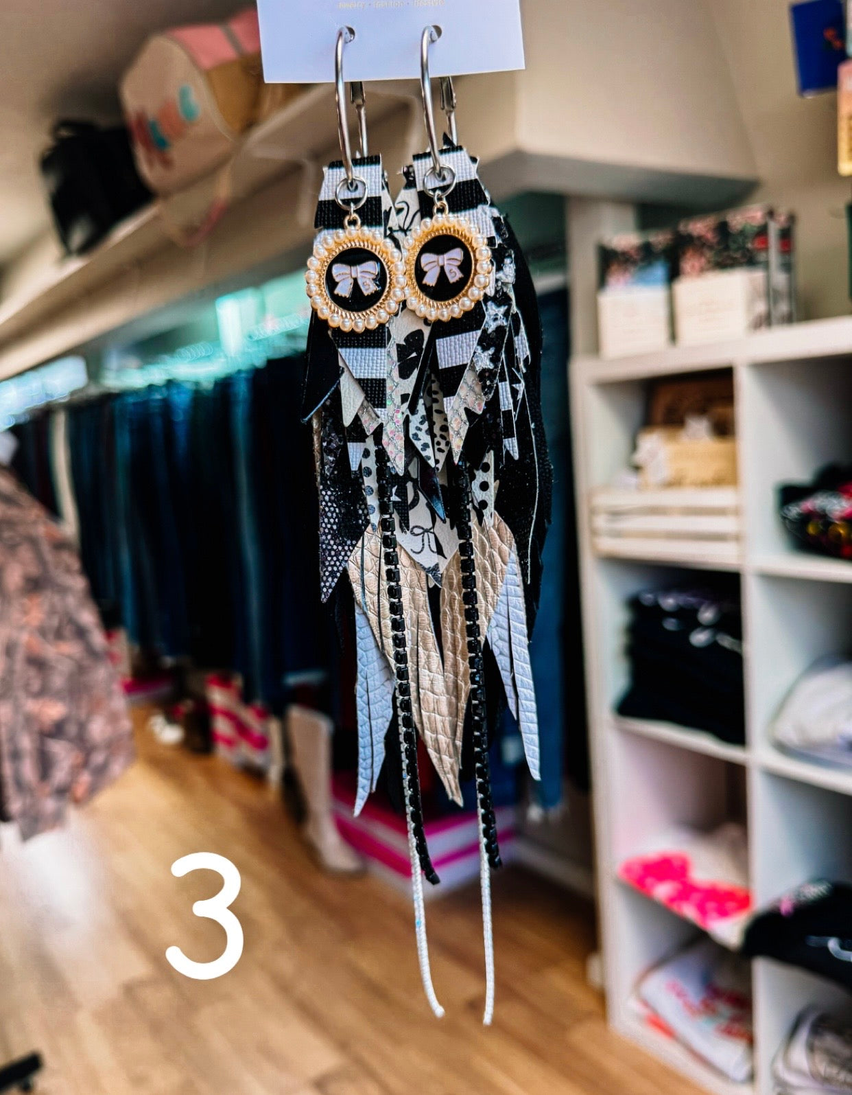 Jak Sprat Black, White & Checkered Collection: Mega Mic Drop-Earrings-Dear Me Southern Boutique, located in DeRidder, Louisiana