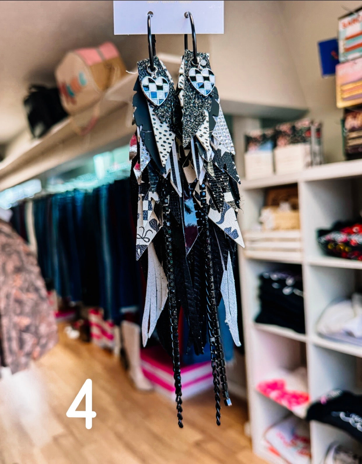 Jak Sprat Black, White & Checkered Collection: Mega Mic Drop-Earrings-Dear Me Southern Boutique, located in DeRidder, Louisiana