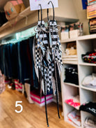 Jak Sprat Black, White & Checkered Collection: Mega Mic Drop-Earrings-Dear Me Southern Boutique, located in DeRidder, Louisiana