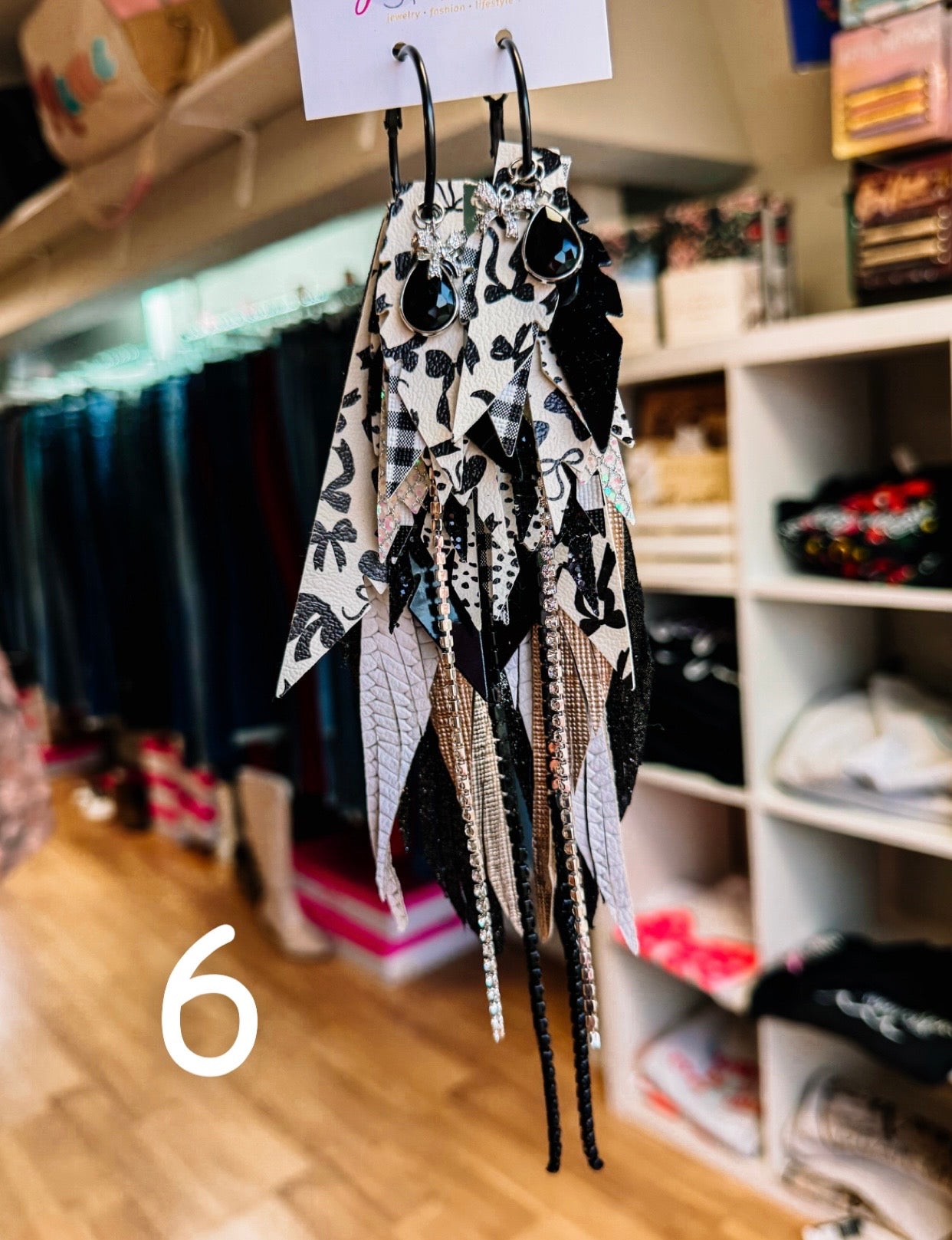 Jak Sprat Black, White & Checkered Collection: Mega Mic Drop-Earrings-Dear Me Southern Boutique, located in DeRidder, Louisiana