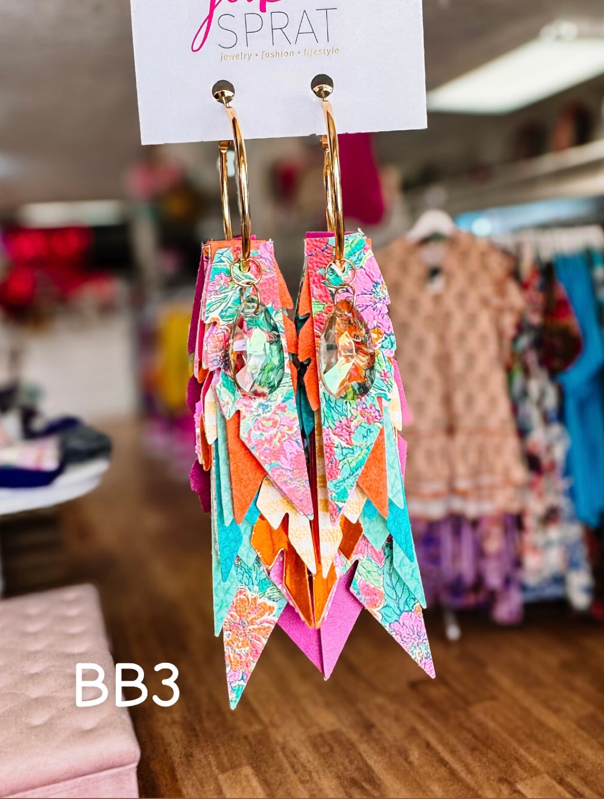 Jak Sprat Blooming Brights Collection: Charmed Fabulous Feather Dangles-Earrings-Dear Me Southern Boutique, located in DeRidder, Louisiana