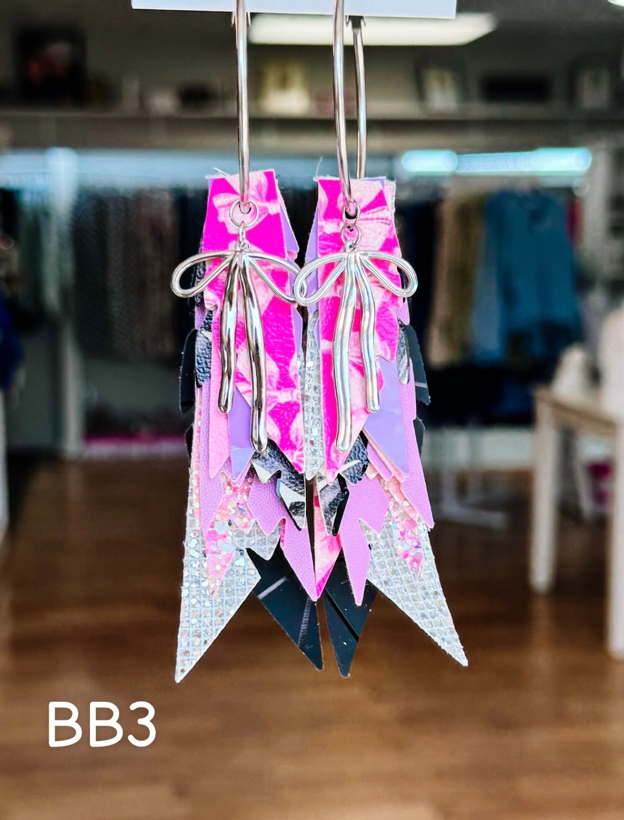 Jak Sprat Boos & Bows Collection: Charmed Fabulous Feather Dangles-Earrings-Dear Me Southern Boutique, located in DeRidder, Louisiana