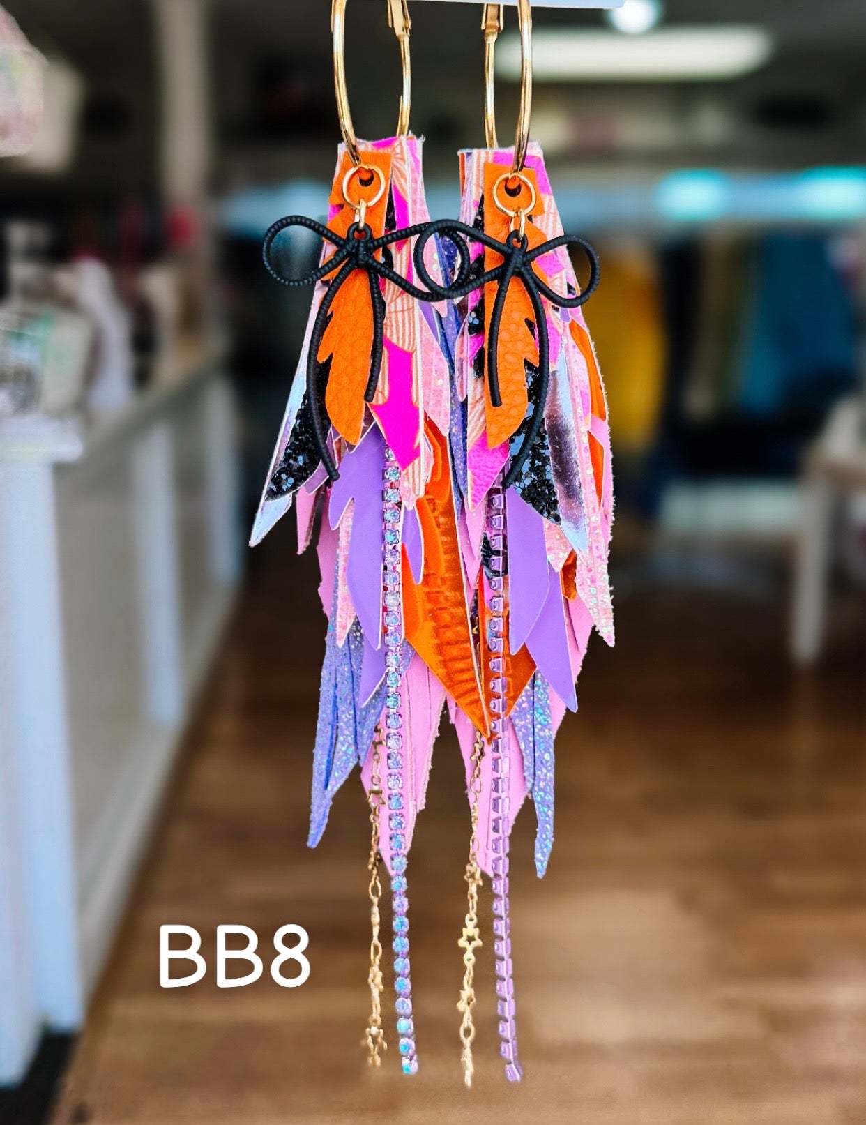 Jak Sprat Boos & Bows Collection: Medium Mic Drop Dangles-Earrings-Dear Me Southern Boutique, located in DeRidder, Louisiana