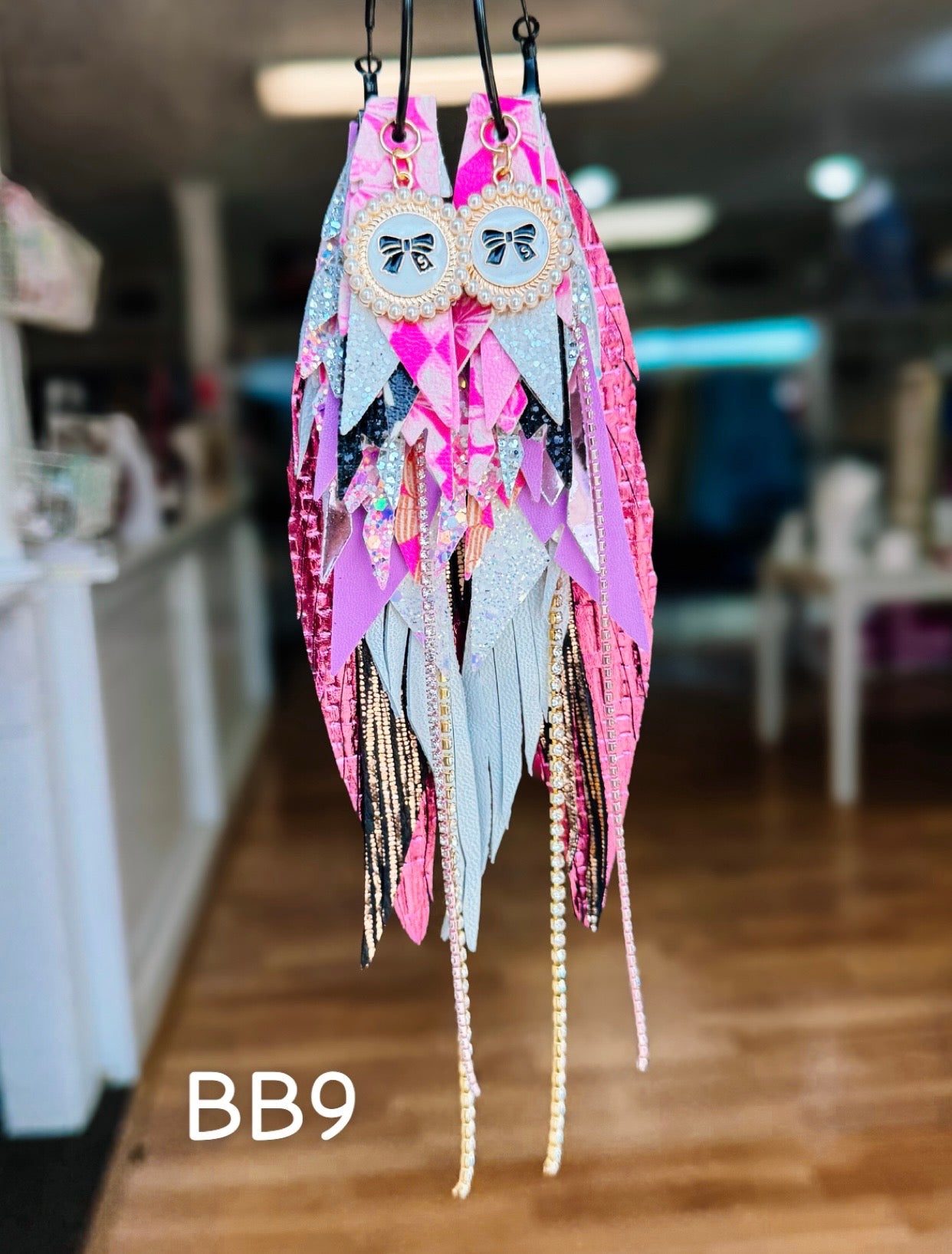 Jak Sprat Boos & Bows Collection: Mega Mic Drop Dangles-Earrings-Dear Me Southern Boutique, located in DeRidder, Louisiana