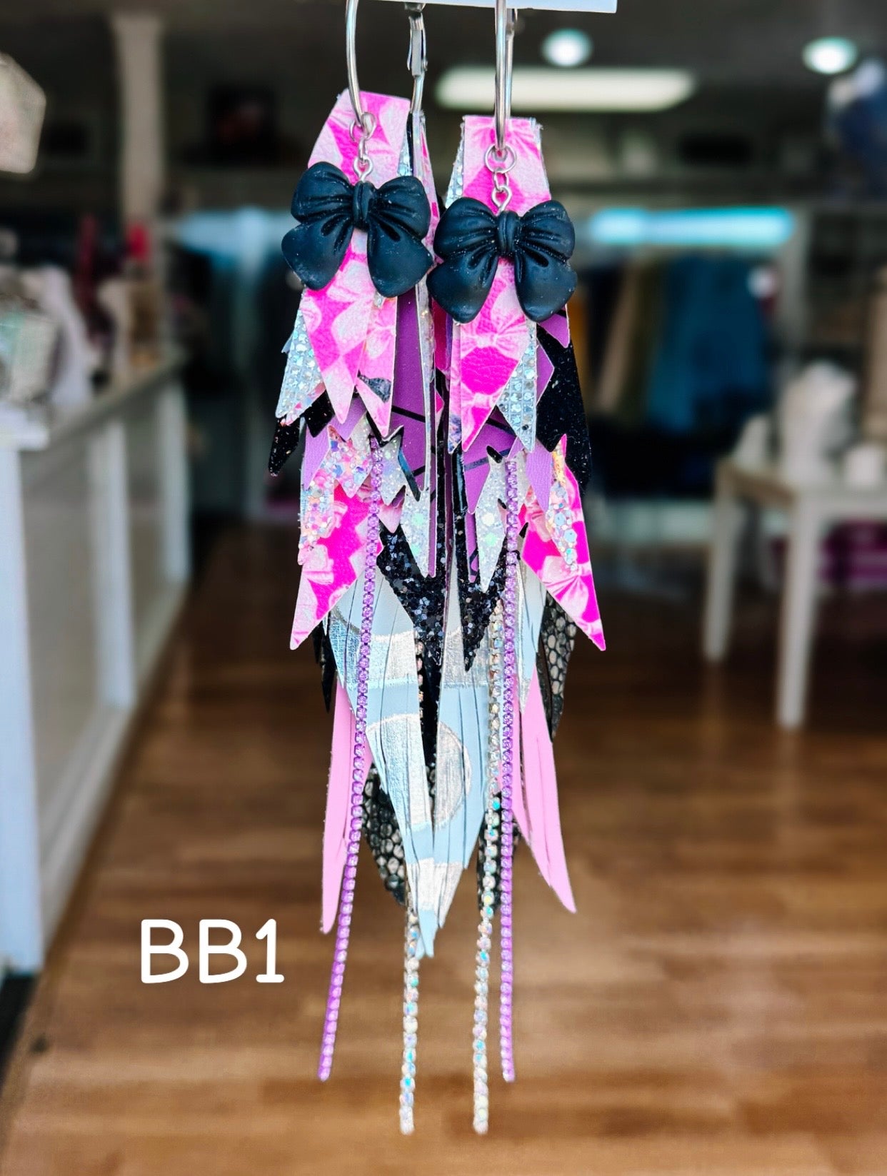 Jak Sprat Boos & Bows Collection: Mega Mic Drop Dangles-Earrings-Dear Me Southern Boutique, located in DeRidder, Louisiana