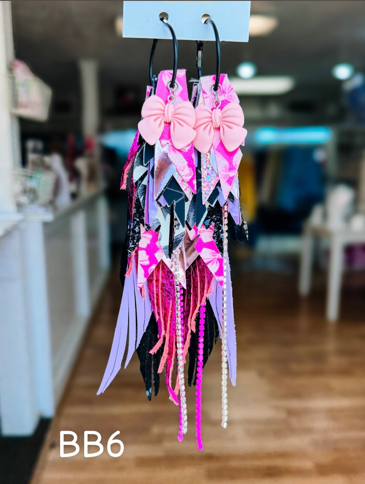 Jak Sprat Boos & Bows Collection: Mega Mic Drop Dangles-Earrings-Dear Me Southern Boutique, located in DeRidder, Louisiana