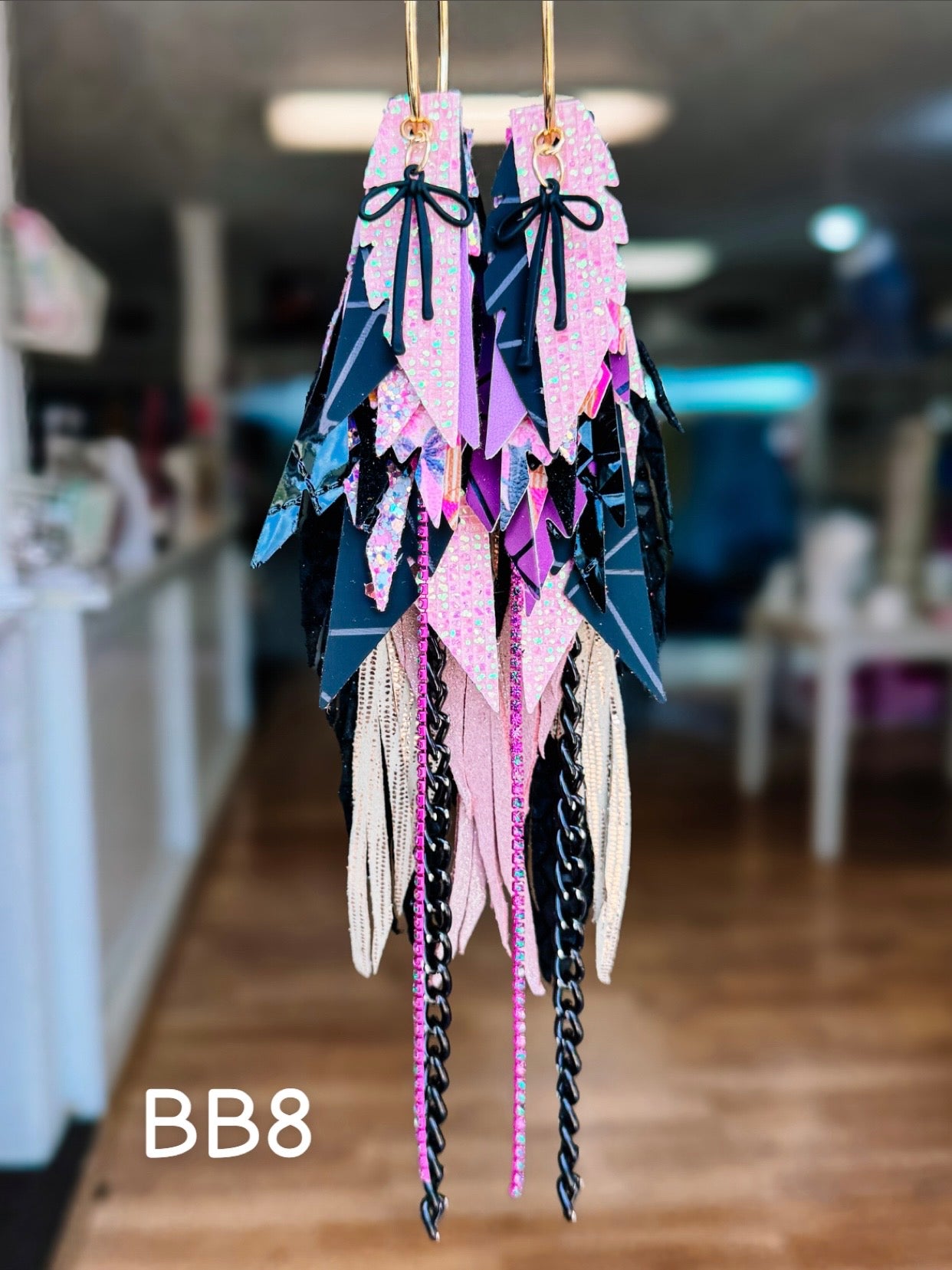 Jak Sprat Boos & Bows Collection: Mega Mic Drop Dangles-Earrings-Dear Me Southern Boutique, located in DeRidder, Louisiana