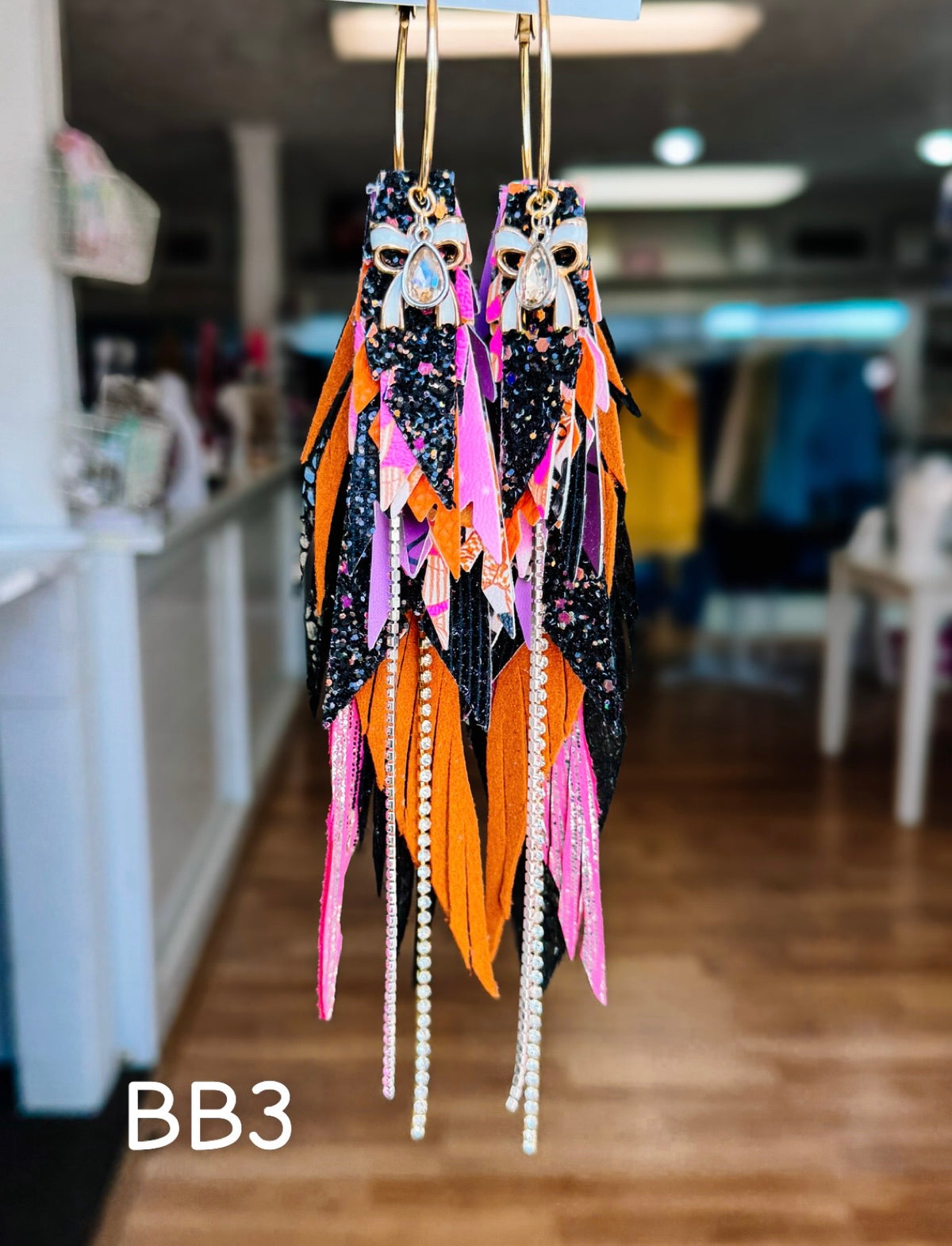 Jak Sprat Boos & Bows Collection: Mega Mic Drop Dangles-Jewelry - Earrings-Dear Me Southern Boutique, located in DeRidder, Louisiana