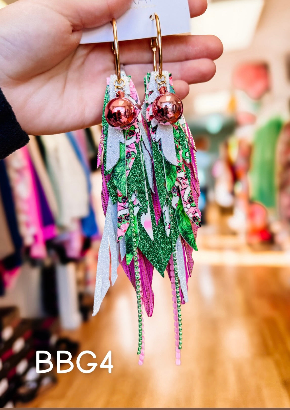 Jak Sprat Bubble Gum Grinchy Collection: Medium Mic Drop Dangles-Earrings-Dear Me Southern Boutique, located in DeRidder, Louisiana