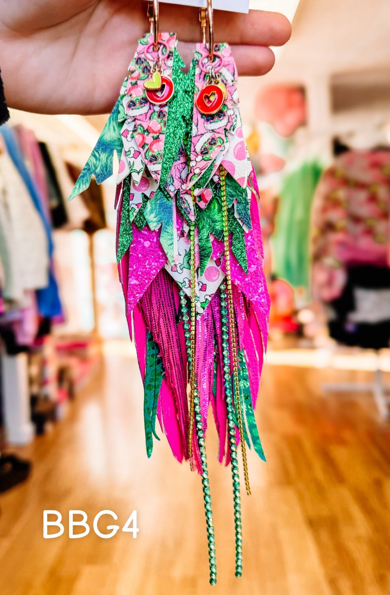 Jak Sprat Bubble Gum Grinchy Collection: Mega Mic Drop Dangles-Earrings-Dear Me Southern Boutique, located in DeRidder, Louisiana