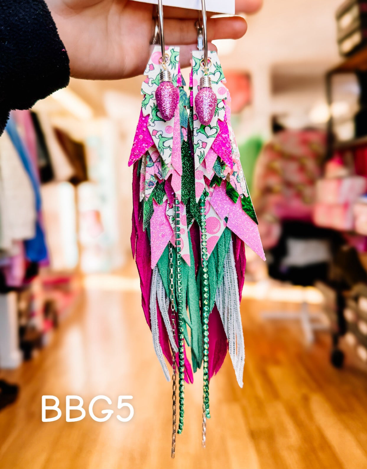 Jak Sprat Bubble Gum Grinchy Collection: Mega Mic Drop Dangles-Earrings-Dear Me Southern Boutique, located in DeRidder, Louisiana