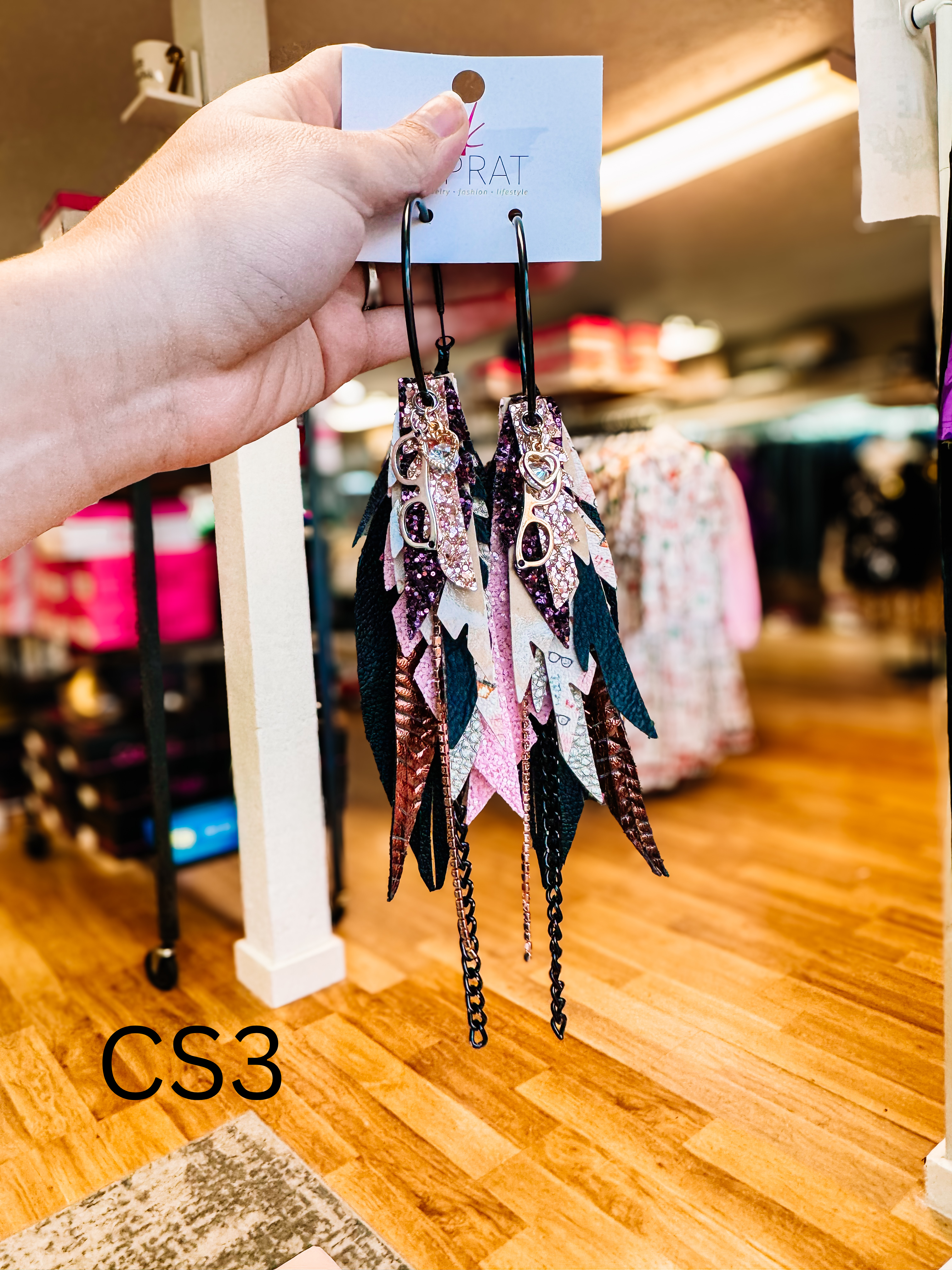 Jak Sprat Christmas Story Collection: Medium Mic Drop Dangles-Earrings-Dear Me Southern Boutique, located in DeRidder, Louisiana