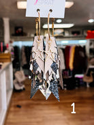 Jak Sprat Feral & Fabulous-Army Camo Collection: Charmed Fabulous Feather Dangles-Jewelry - Earrings-Dear Me Southern Boutique, located in DeRidder, Louisiana